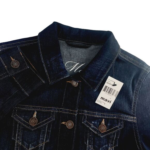 Mavi Women Small Button‎ Front Denim Dark Wash Jean Jacket - Picture 1 of 6